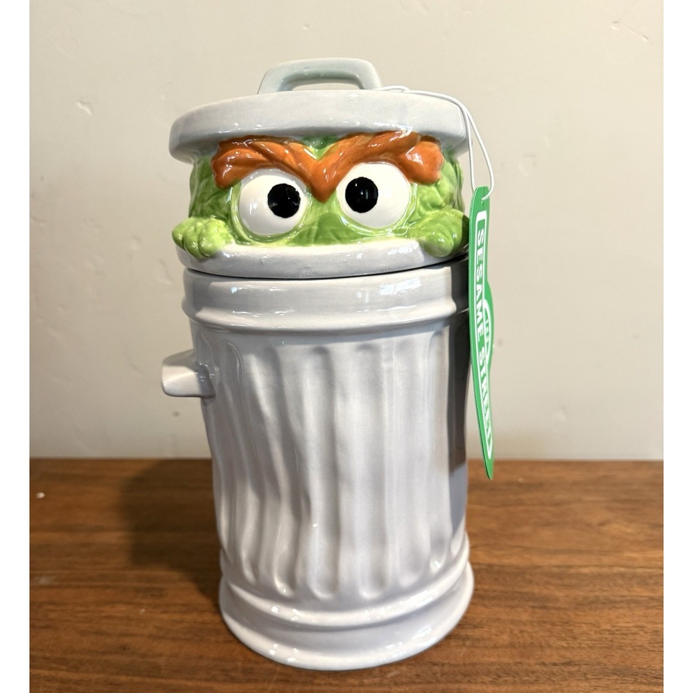 Vintage Style OSCAR THE GROUCH COOKIE JAR Sesame Street 11-inch Hand Painted